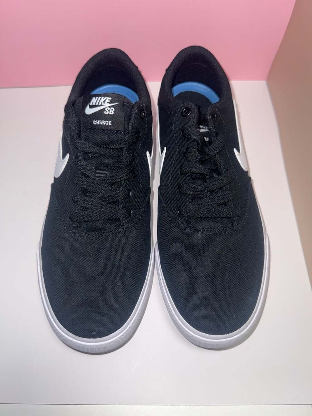 Nike SB Charge Canvas Black White Sneakers Size US 7 CD6279-002